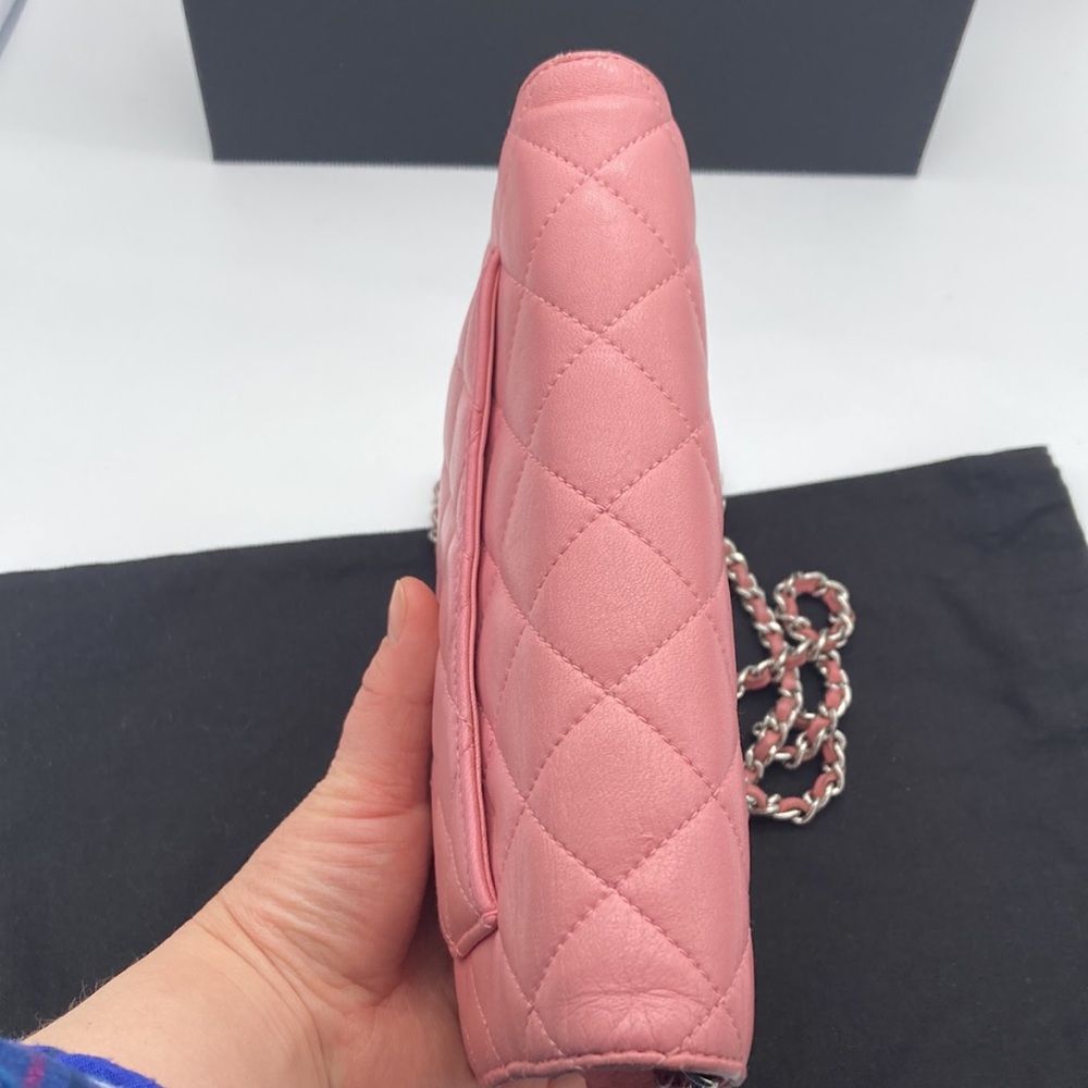 CHANEL CC SILVER HARDWARE LIGHT PINK QUILTED WOC BAG WITH DUST BAG - Picture 15 of 17